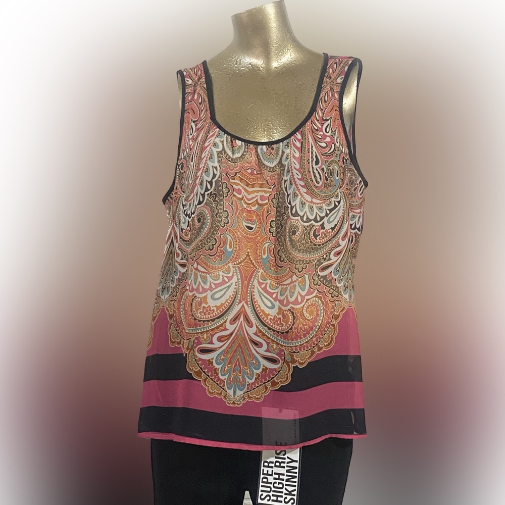 a.n.a. (A New Approach) Multicolor Semi-sheer Tank, PL